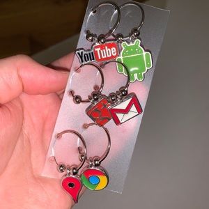 Cute keychains: GOOGLE, YOUTUBE,ANDROID